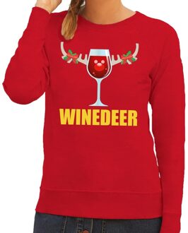 Bellatio Decorations Foute kersttrui - sweater - rood - wijn - Winedeer - voor dames - kersttruien - Funny - Drank