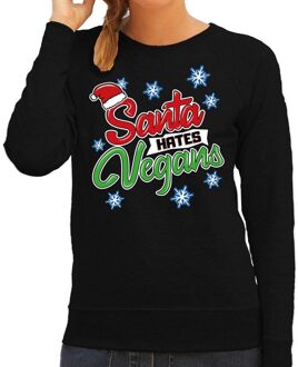 Bellatio Decorations Foute kersttrui / sweater Santa hates vegans zwart dames