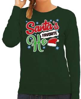 Bellatio Decorations Foute Kersttrui / sweater - Santa his favorite Ho - groen voor dames - kerstkleding / kerst outfit L (40)