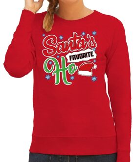Bellatio Decorations Foute Kersttrui - sweater - Santa his favorite Ho - rood - voor dames - kerstkleding
