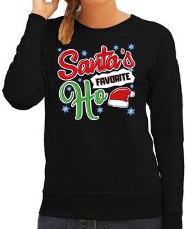 Bellatio Decorations Foute Kersttrui / sweater - Santa his favorite Ho - zwart voor dames - kerstkleding / kerst outfit 2XL (44)
