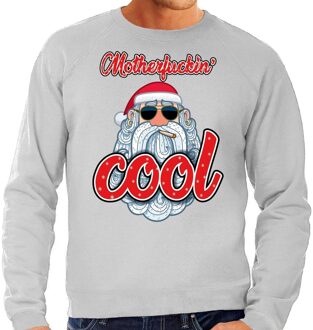 Bellatio Decorations Foute Kersttrui / sweater -  Stoere kerstman - motherfucking cool - grijs voor heren - kerstkleding / kerst outfit 2XL (56)