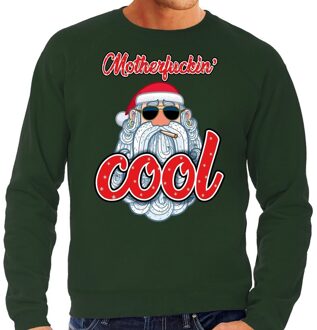 Bellatio Decorations Foute Kersttrui / sweater -  Stoere kerstman - motherfucking cool - groen voor heren - kerstkleding / kerst outfit 2XL (56)