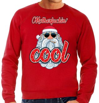 Bellatio Decorations Foute Kersttrui / sweater -  Stoere kerstman - motherfucking cool - rood voor heren - kerstkleding / kerst outfit 2XL (56)