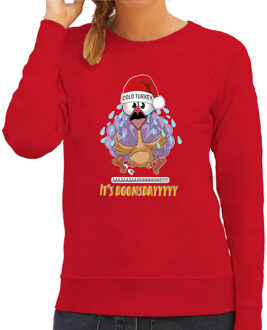 Bellatio Decorations Foute Kersttrui/sweater voor dames - cold turkey - rood - doomsday - kerstfeest 2XL