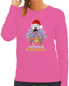 Bellatio Decorations Foute Kersttrui/sweater voor dames - cold turkey - roze - doomsday - kerstfeest 2XL