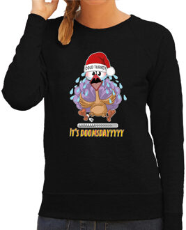 Bellatio Decorations Foute Kersttrui/sweater voor dames - cold turkey - zwart - doomsday - kerstfeest 2XL