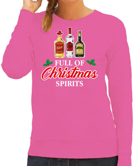 Bellatio Decorations Foute kersttrui/sweater voor dames - drank humor - roze - Christmas spirits 2XL