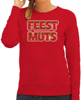 Bellatio Decorations Foute kersttrui/sweater voor dames - feest muts - rood - kerstmis 2XL - kerst truien