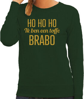 Bellatio Decorations Foute kersttrui/sweater voor dames - Hohoho toffe Brabo - groen - glitter goud XL