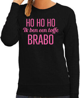 Bellatio Decorations Foute kersttrui/sweater voor dames - HoHoHo toffe Brabo - zwart - glitter roze XS