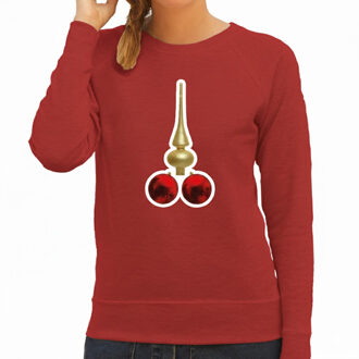 Bellatio Decorations Foute Kersttrui / sweater voor dames - kerstballen - PIEK - ondeugende kerst - rood XL