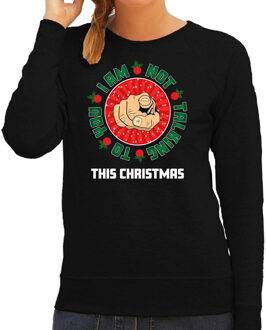 Bellatio Decorations Foute Kersttrui/sweater voor dames - not talking to you - zwart - kerstfeestA  2XL - kerst truien