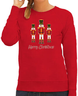 Bellatio Decorations Foute Kersttrui/sweater voor dames - Notenkrakers - rood - piemel/penis M