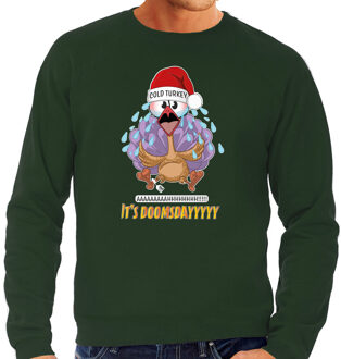 Bellatio Decorations Foute Kersttrui/sweater voor heren - doomsday - groen - cold turkey L