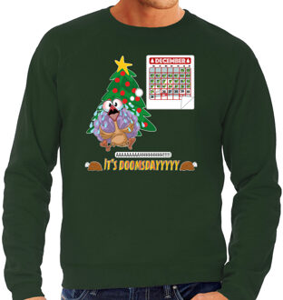 Bellatio Decorations Foute Kersttrui/sweater voor heren - doomsday - groen - kalkoen M