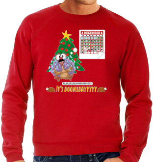 Bellatio Decorations Foute Kersttrui/sweater voor heren - doomsday - rood - kalkoen S