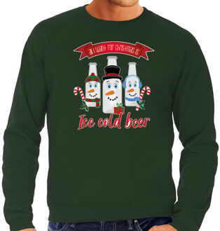 Bellatio Decorations Foute Kersttrui/sweater voor heren - IJskoud bier - groen - Christmas beer