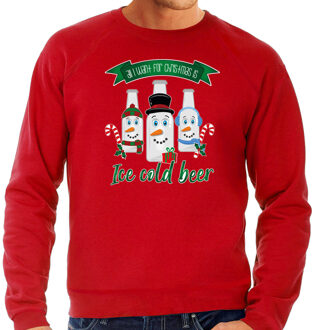 Bellatio Decorations Foute Kersttrui/sweater voor heren - IJskoud bier - rood - Christmas beer