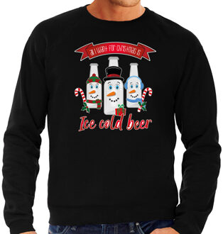 Bellatio Decorations Foute Kersttrui/sweater voor heren - IJskoud bier - zwart - Christmas beer Multi