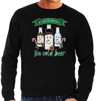 Bellatio Decorations Foute Kersttrui/sweater voor heren - IJskoud bier - zwart - Christmas beer