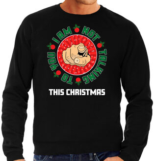 Bellatio Decorations Foute Kersttrui/sweater voor heren - not talking to you - zwart - kerstfeest 2XL - kerst truien