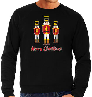 Bellatio Decorations Foute Kersttrui/sweater voor heren - Notenkrakers - zwart - piemel/penis L