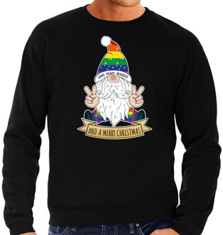 Bellatio Decorations Foute Kersttrui/sweater voor heren - Pride Gnoom - zwart - LHBTI/LGBTQ kabouter