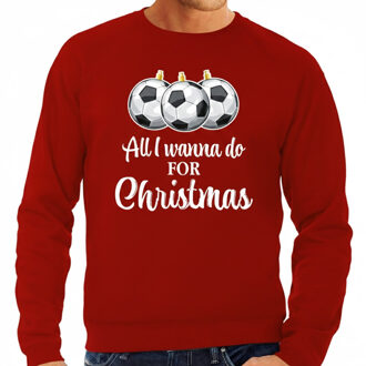 Bellatio Decorations Foute Kersttrui / sweater voor heren - voetbal Kerstbal - All I wanna do - rood S
