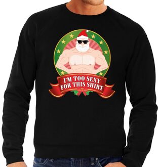 Bellatio Decorations Foute kersttrui / sweater - zwart - blote Kerstman Im Too Sexy For This Shirt  heren 2XL (56)