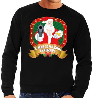 Bellatio Decorations Foute kersttrui / sweater - zwart - Kerstman X-mas is fucking expensive heren 2XL (56)