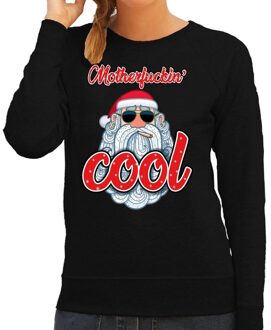 Bellatio Decorations Foute kersttrui / sweater zwart - stoere santa motherfucking cool  voor dames - kerstkleding / christmas outfit 2XL (44)
