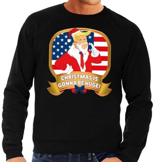 Bellatio Decorations Foute kersttrui - sweater - zwart - Trump - Christmas is gonna be Huge - voor heren