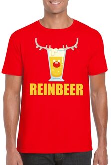 Bellatio Decorations Foute Kersttrui t-shirt - Reinbeer - rood - voor heren - drank rendier