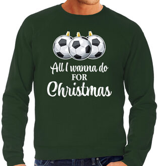 Bellatio Decorations Foute Kersttrui voetbal Kerst sweater groen voor heren 2XL - kerst truien