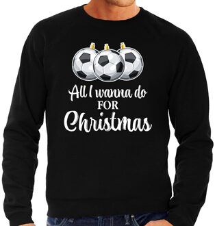 Bellatio Decorations Foute Kersttrui voetbal Kerst sweater zwart voor heren 2XL - kerst truien