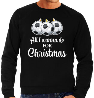 Bellatio Decorations Foute Kersttrui voetbal Kerst sweater zwart voor heren