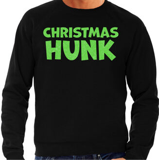 Bellatio Decorations Foute Kersttrui voor heren - Christmas hunk - zwart - glitter groen - Kerstfeest 2XL