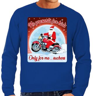 Bellatio Decorations Foute kersttrui voor motorliefhebbers no presents blauw heren