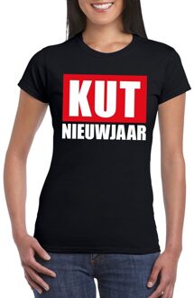Bellatio Decorations Foute oud en nieuw t-shirt kut nieuwjaar zwart voor dames 2XL