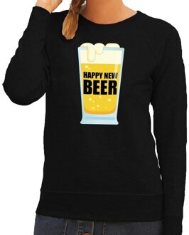 Bellatio Decorations Foute oud en nieuw trui / sweater Happy New Beer zwart dames 2XL (44)