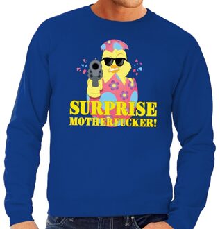 Bellatio Decorations Foute paas sweater blauw surprise motherfucker voor heren