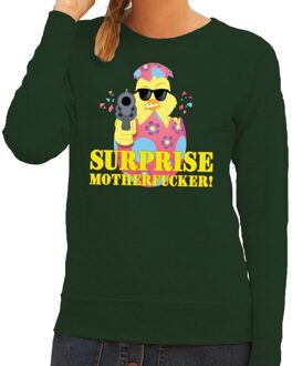 Bellatio Decorations Foute paas sweater groen surprise motherfucker voor dames L