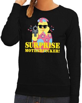 Bellatio Decorations Foute paas sweater zwart surprise motherfucker voor dames M