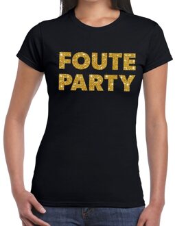 Bellatio Decorations Foute Party gouden glitter tekst t-shirt zwart dames 2XL