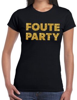 Bellatio Decorations Foute Party gouden glitter tekst t-shirt zwart dames S