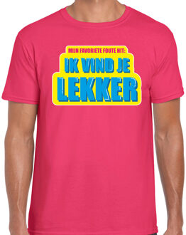 Bellatio Decorations Foute party Ik vind je lekker verkleed t-shirt roze heren - Foute party hits outfit/ kleding S