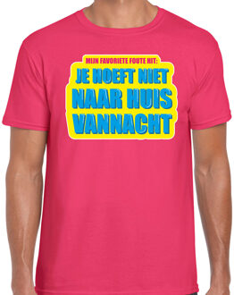Bellatio Decorations Foute party Je hoeft niet naar huis vannacht verkleed t-shirt roze heren - Foute party hits outfit/