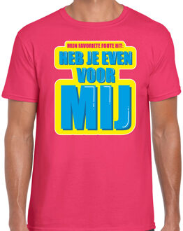 Bellatio Decorations Foute party kleding - Heb je even voor mij - verkleedkleding t-shirt - roze - heren M