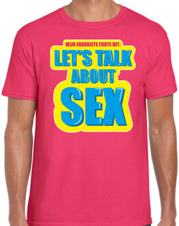 Bellatio Decorations Foute party Let s talk about sex verkleed t-shirt roze heren - Foute party hits outfit/ kleding